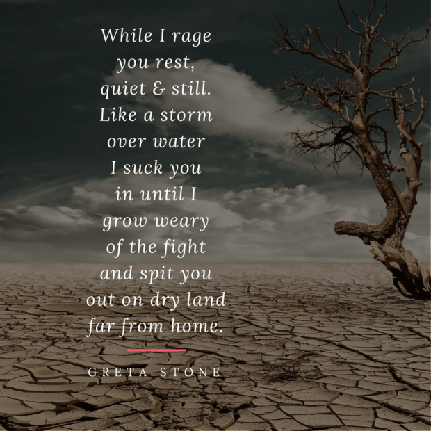 Storm over water II poem and writing process by Greta Stone