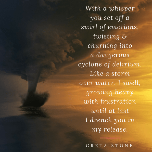 Storm over water poem and writing process by Greta Stone